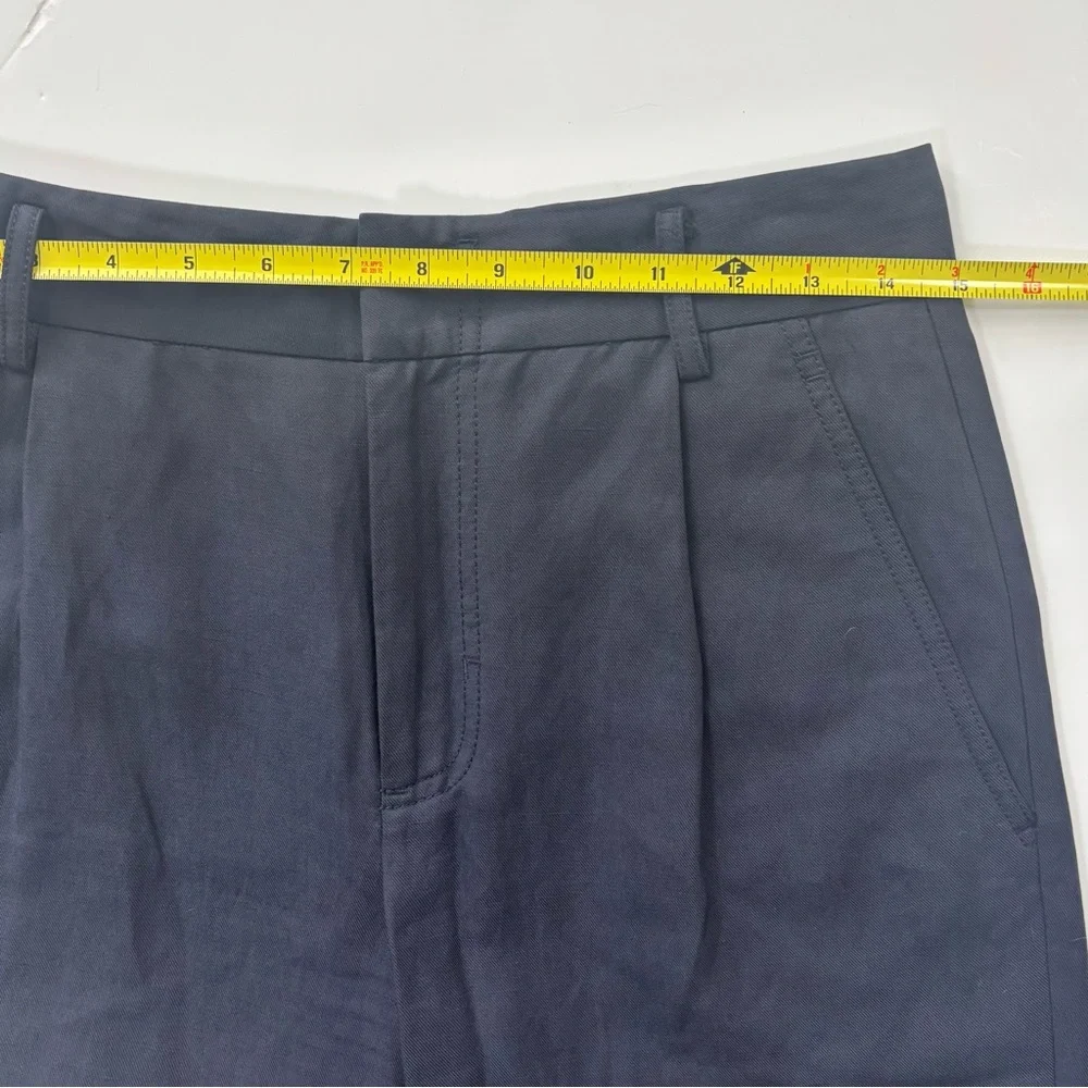 VINCE Navy Linen Cropped Tapered‎ Ankle Business Casual Pants Size 4